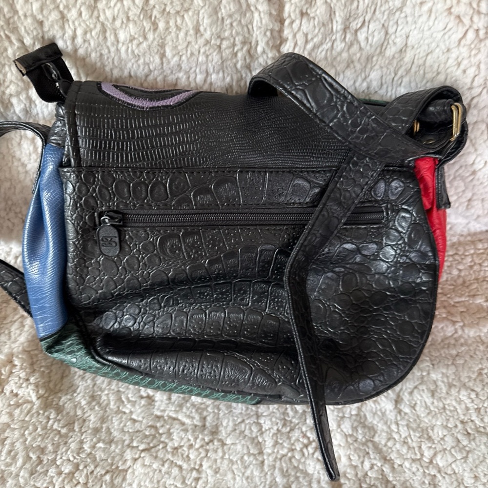 Vintage unbranded leather multi color crocodile patterned shoulder bag - Picture 2 of 4